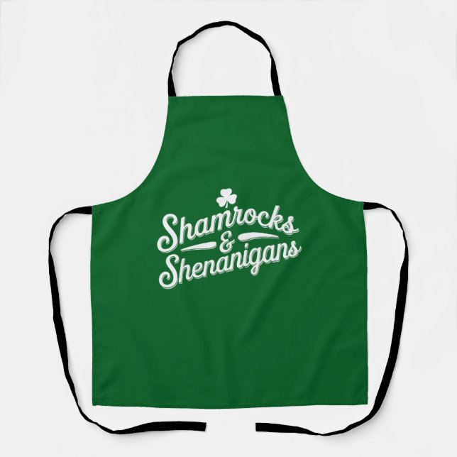 Happy St Patricks Day Lucky Kleeblatt & Shenanigan Schürze (Vorderseite)
