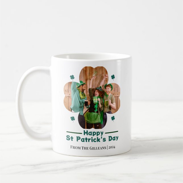 Happy St patricks day Lucky Kleeblatts Foto Kaffeetasse (Links)