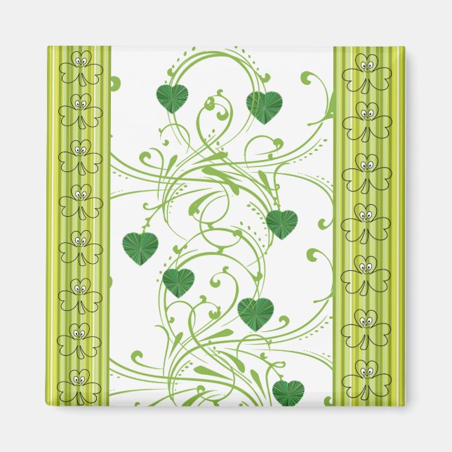 Happy St. Patrick's Day Magnete Kleeblatt Floral Magnet (Vorne)