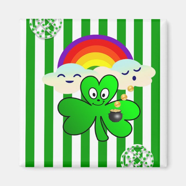 Happy St. Patrick's Day Magnete Kleeblatt Magnet (Vorne)