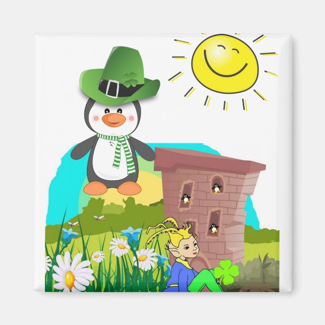 Happy St. Patrick's Day Magnete Pinguin Magnet (Vorne)