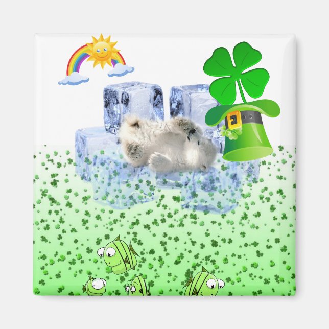 Happy St. Patrick's Day Magnete Polar Bear Magnet (Vorne)