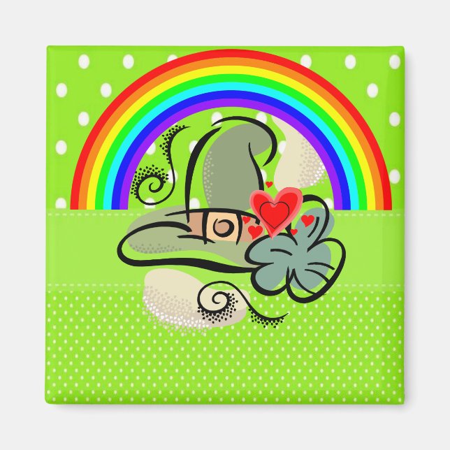 Happy St. Patrick's Day Magnete Rainbow Magnet (Vorne)