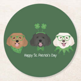 Happy St Patricks Day Maltipoo Dogs Runder Pappuntersetzer