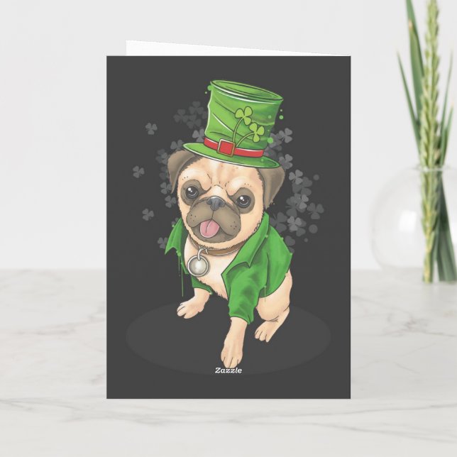 Happy St. Patrick's Day Mops Grußkarte Karte (Rückseite)