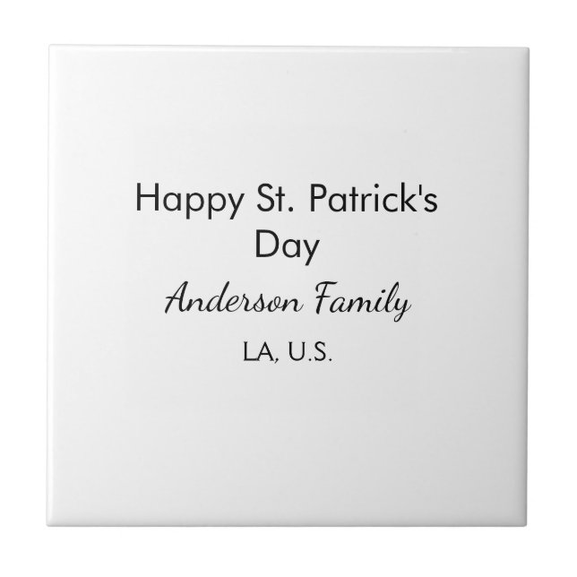 Happy st. Patrick's day name family place simple g Fliese (Vorderseite)
