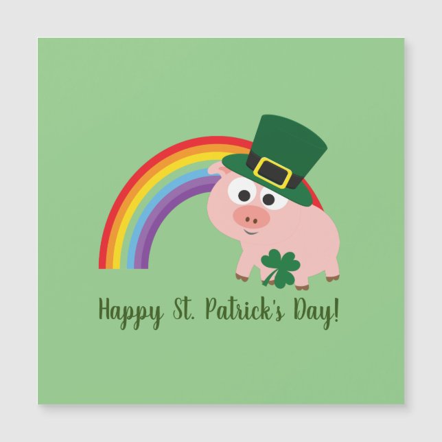 Happy St. Patrick's Day Niedlich Leprechaun Pig Ca Magnetkarte (Vorderseite)