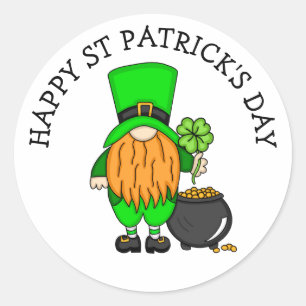 Happy St Patrick's Day Niedlich Leprechaun Runder Aufkleber