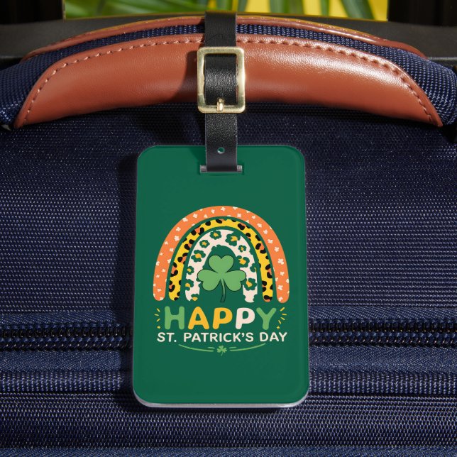Happy St Patrick's Day Niedlich Rainbow Leopard Gepäckanhänger (Vorderseite Insitu 2)