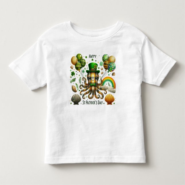 Happy St. Patrick's Day Octopus Kleinkind T-shirt (Vorderseite)
