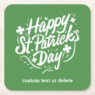 Happy St Patricks Day Party Custom Irish Kleeblatt Rechteckiger Pappuntersetzer