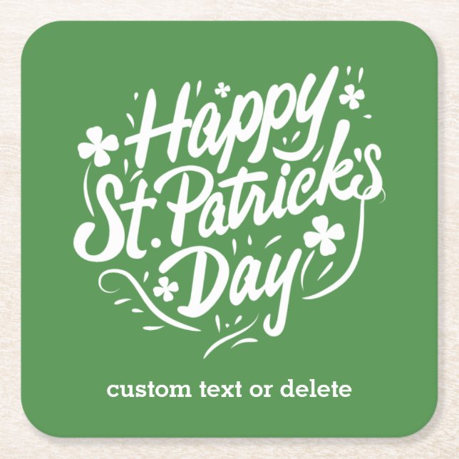 Happy St Patricks Day Party Custom Irish Kleeblatt Rechteckiger Pappuntersetzer (Vorderseite)