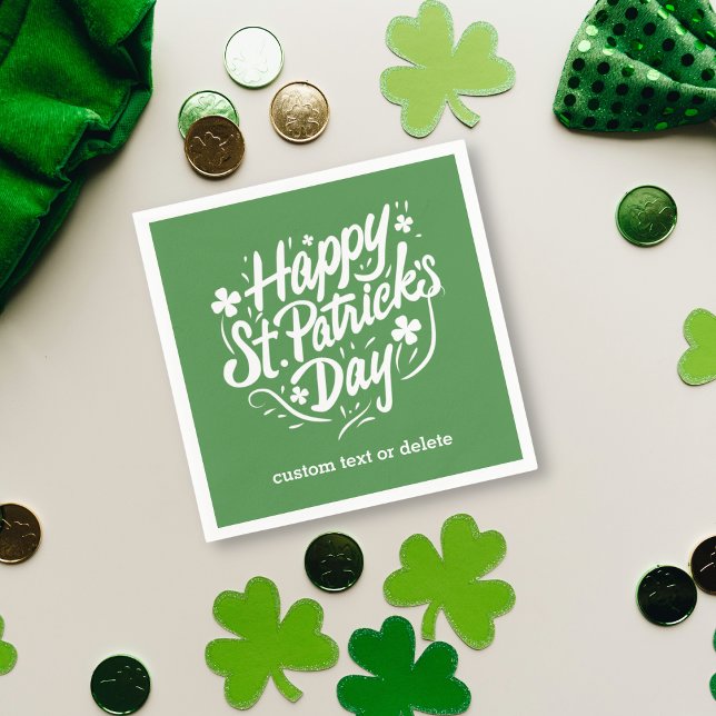 Happy St Patricks Day Party Custom Irish Kleeblatt Serviette (Von Creator hochgeladen)