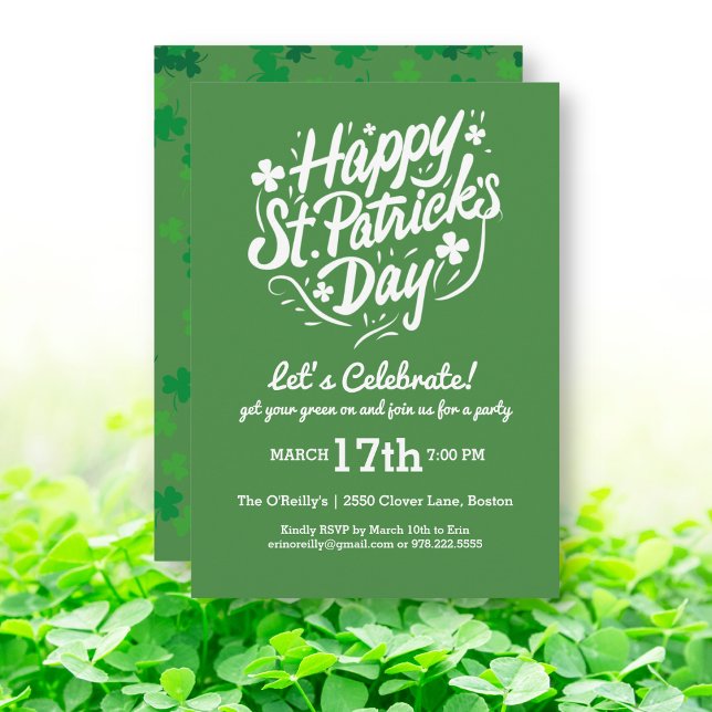 Happy St Patricks Day Party Lucky Kleeblatt Clover Einladung (Von Creator hochgeladen)