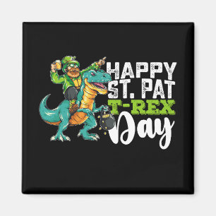 Happy St Patrick's Day Pat T Rex Dinosaur Magnet