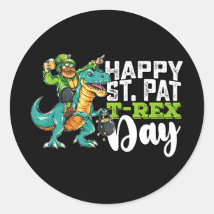 Happy St Patrick's Day Pat T Rex Dinosaur Runder Aufkleber