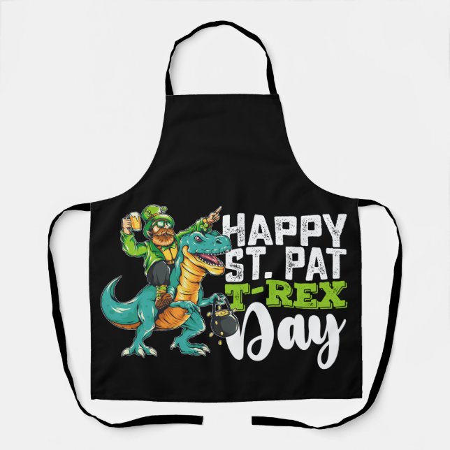Happy St Patrick's Day Pat T Rex Dinosaur Schürze (Vorderseite)