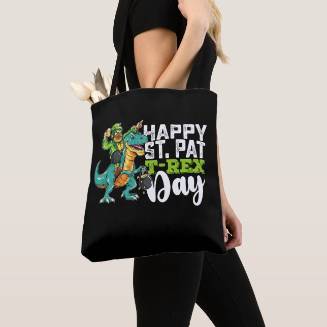Happy St Patrick's Day Pat T Rex Dinosaur Tasche (Von Nahem)