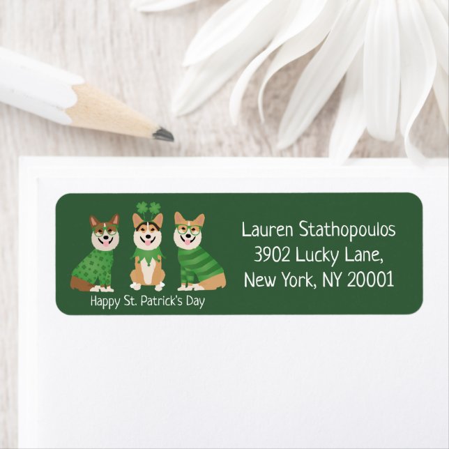 Happy St Patricks Day Pembroke Welsh Corgi Dogs (Insitu)