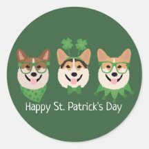 Happy St Patricks Day Pembroke Welsh Corgi Dogs