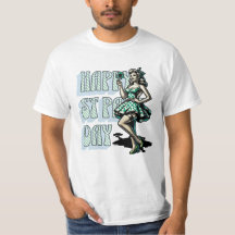 Happy St Patrick's Day Pinup Girl with Shamrock