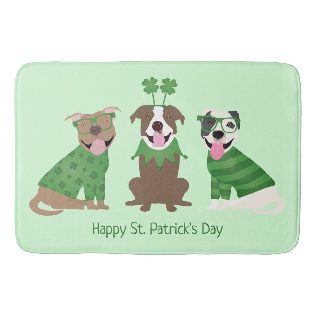 Happy St Patricks Day Pit Bull Hogs Badematte (Vorderseite)