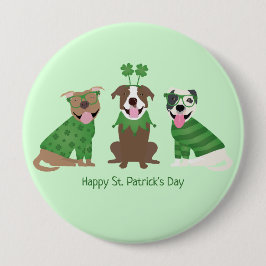 Happy St Patricks Day Pit Bull Hogs Button