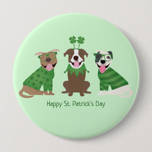 Happy St Patricks Day Pit Bull Hogs Button