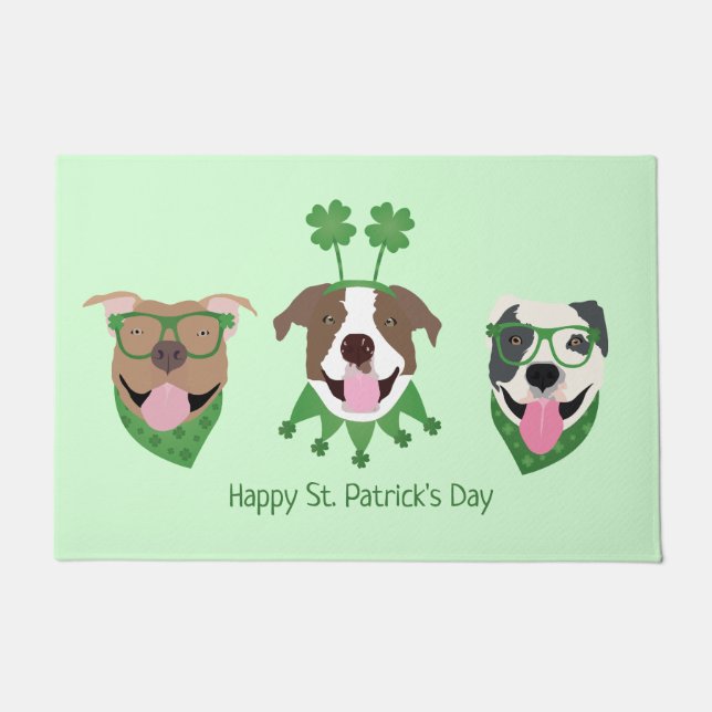Happy St Patricks Day Pit Bull Hogs Fußmatte (Vorderseite)