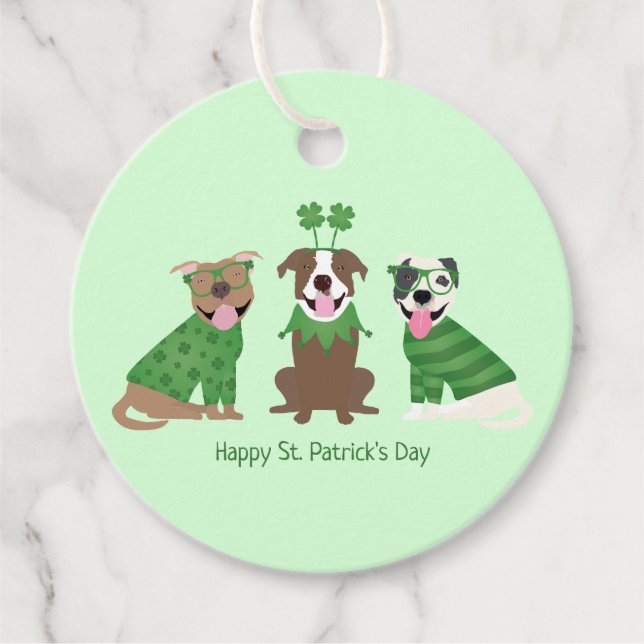 Happy St Patricks Day Pit Bull Hogs Geschenkanhänger (Vorderseite)
