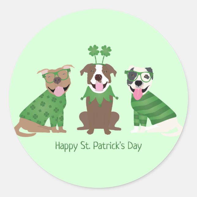Happy St Patricks Day Pit Bull Hogs Runder Aufkleber (Vorderseite)