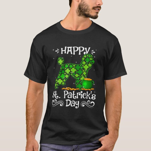 Happy St Patrick's Day Poodle Hunde Kleeblatt Cost T-Shirt (Vorderseite)