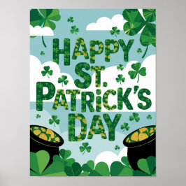 Happy St. Patrick's Day Poster Kleeblatts Gold