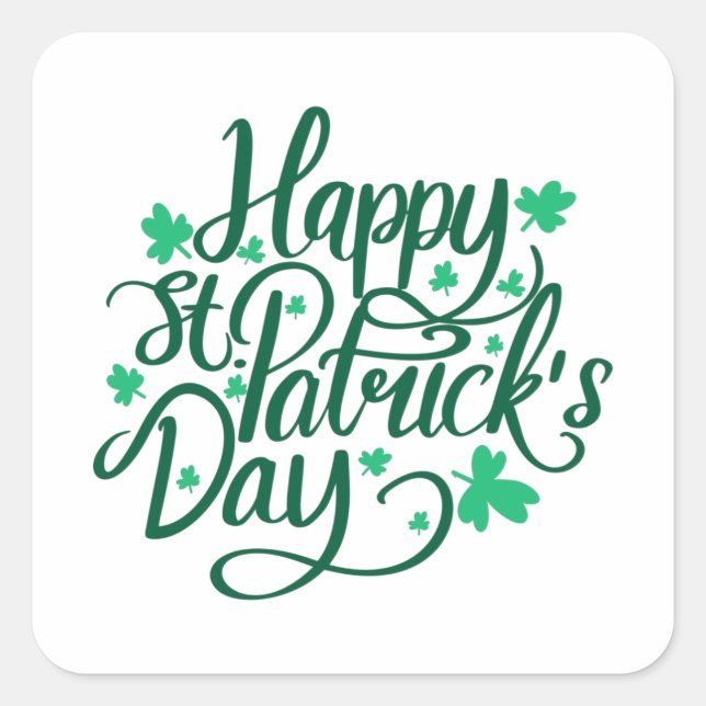 Happy St Patricks Day Quadratischer Aufkleber (Vorderseite)