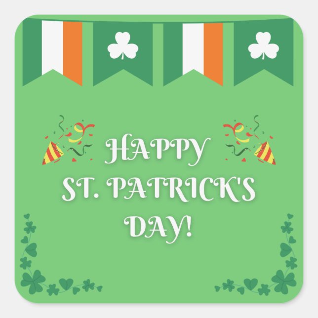 Happy St. Patrick's Day Quadratischer Aufkleber (Vorderseite)