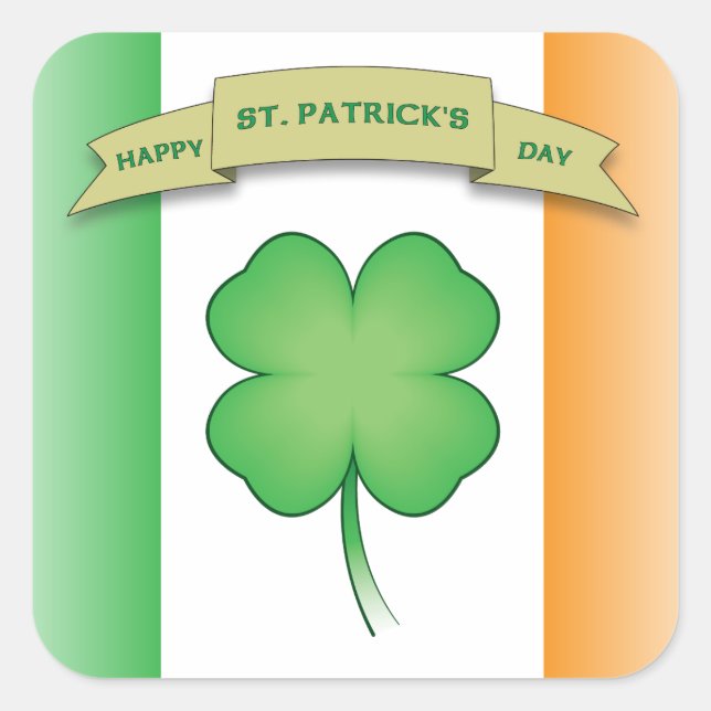 Happy St. Patrick's Day Quadratischer Aufkleber (Vorderseite)