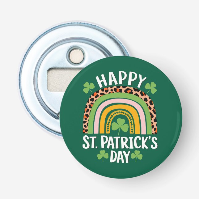 Happy St. Patrick's Day Rainbow Kleeblatt Flaschenöffner (Vorderseite)