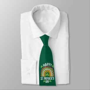 Happy St. Patrick's Day Rainbow Kleeblatt Krawatte
