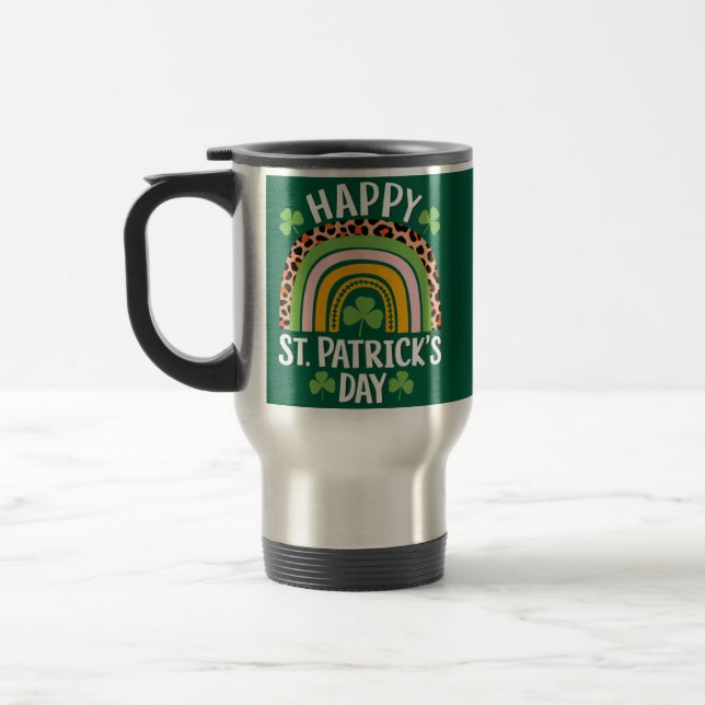 Happy St. Patrick's Day Rainbow Kleeblatt Reisebecher (Links)
