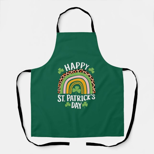Happy St. Patrick's Day Rainbow Kleeblatt Schürze (Vorderseite)