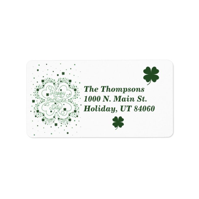 Happy St. Patrick's Day Return Mailing Labels Adressaufkleber (Vorne)