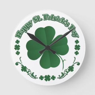 Happy St. Patrick's Day Runde Wanduhr