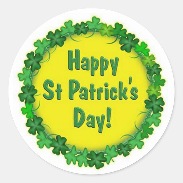 Happy St Patrick's Day Runder Aufkleber (Vorderseite)