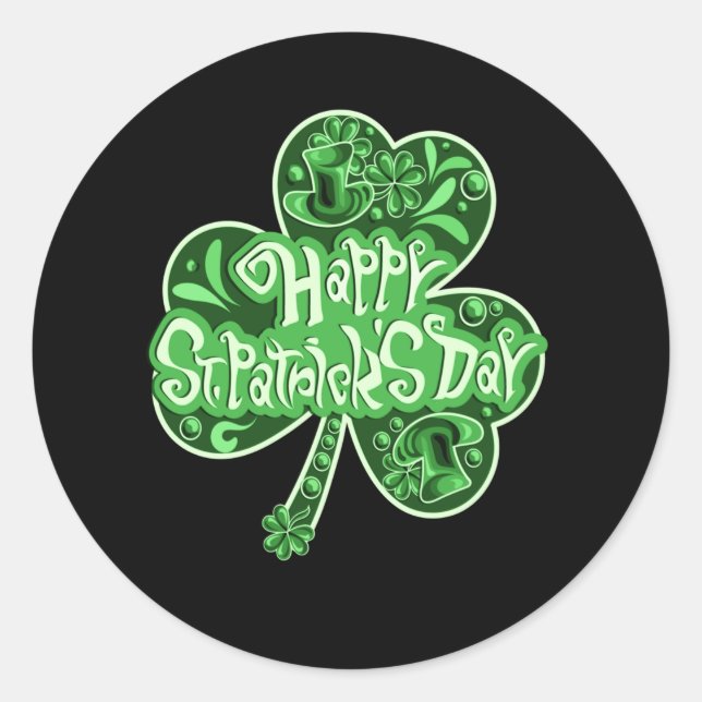 Happy St Patricks Day Runder Aufkleber (Vorderseite)