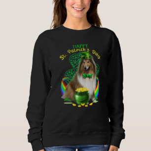 Happy St Patricks Day Shetland Dog Leprechaun Hat Sweatshirt