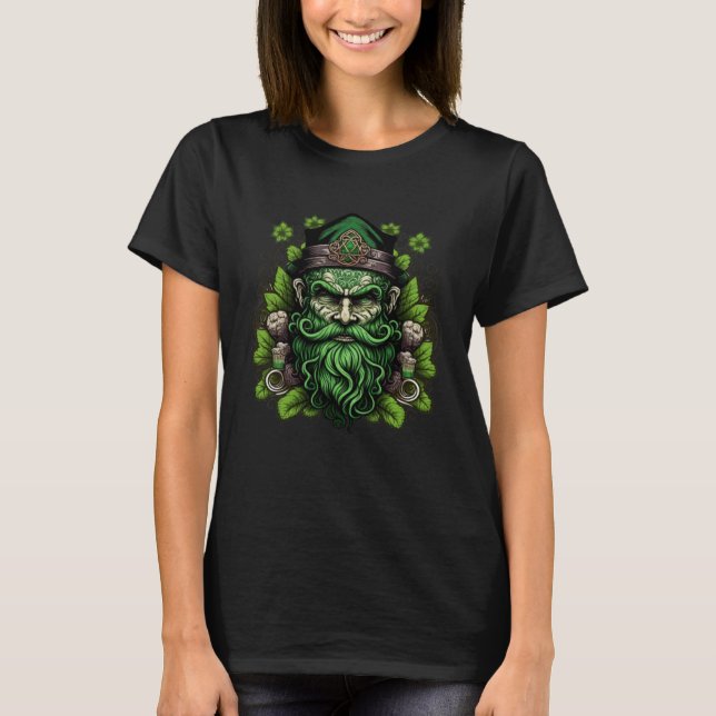 Happy St Patricks Day Skull C Green Shamrock  1 T-Shirt (Vorderseite)
