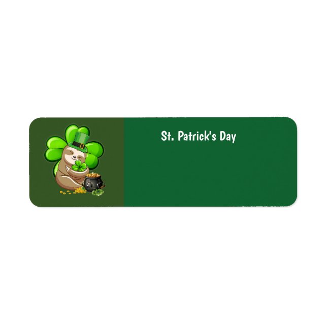 Happy St. Patrick's Day Sloth-Adressetikett (Vorne)
