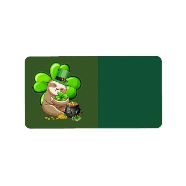 Happy St. Patrick's Day Sloth-Adressetikett Adressaufkleber (Vorne)