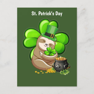 Happy St. Patrick's Day Sloth Postkarte