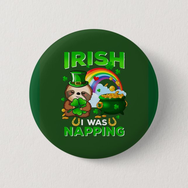 Happy St. Patrick's Day Sloth Taste Button (Vorderseite)